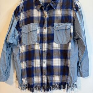 Cato Blue and Black Plaid Shirt